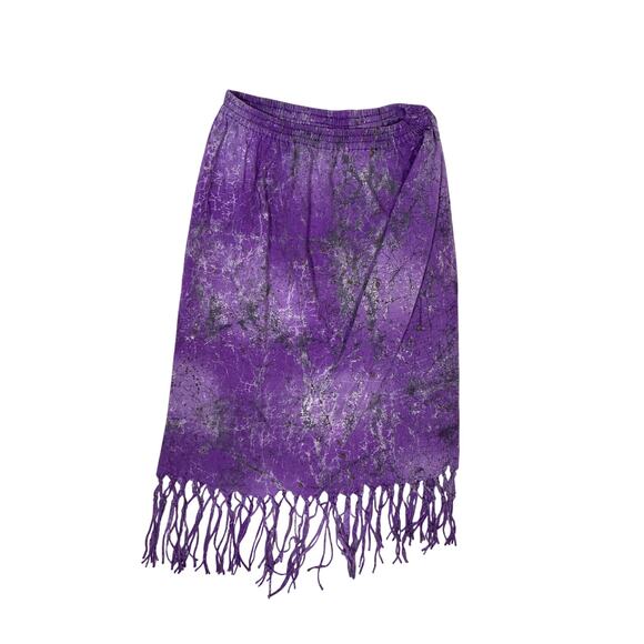 Unbranded Dresses & Skirts - Purple Tie Dye Maxi Skirt Small 100% Cotton Textured Tassel Hippie Festival